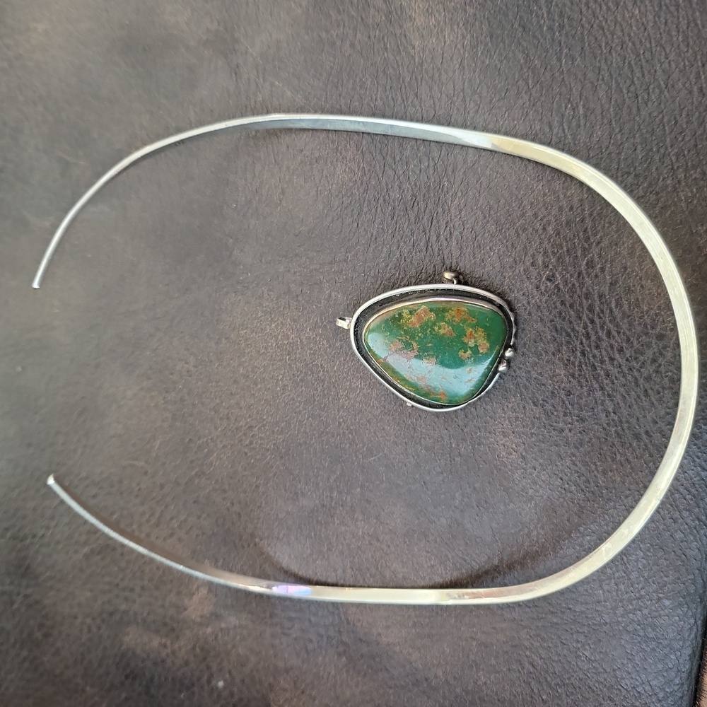 Signed Ricky Ortiz Navajo Pendant/ Brooch Necklace 925 Sterling Mexico … - Picture 3 of 10
